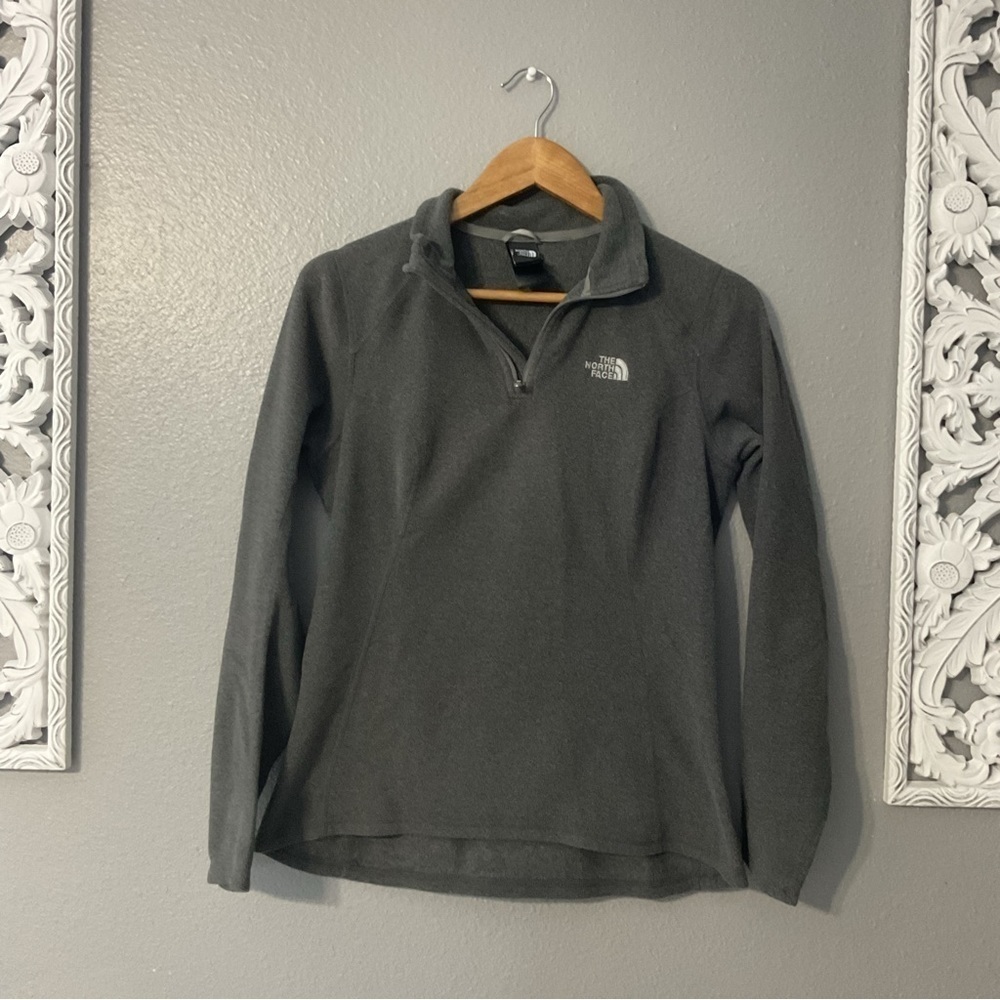 The North Face Womens Pullover Size Small Fleece 1/4 Zip Jacket Gray Sweatshirt